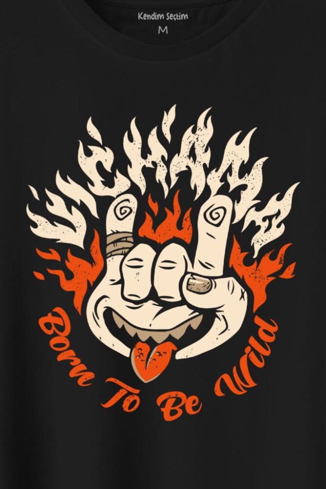 Born To Be Wild Rock And Roll Music Müzik Baskılı Tişört Unisex T-Shirt - 2