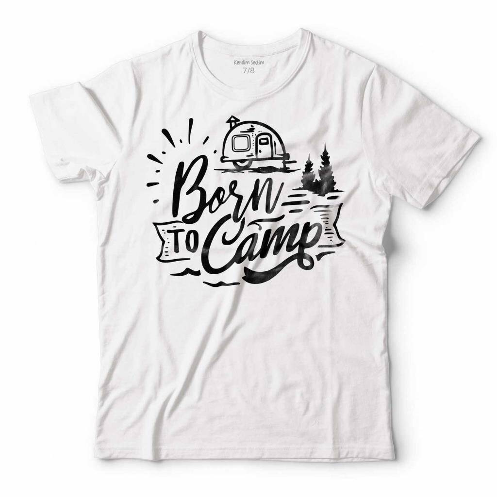 BORN TO CAMPING KAMP KAMPÇI TATİL TREKING ÇOCUK TİŞÖRT - 1