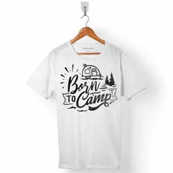 BORN TO CAMPING KAMP KAMPÇI TATİL TREKING ERKEK TİŞÖRT - 1
