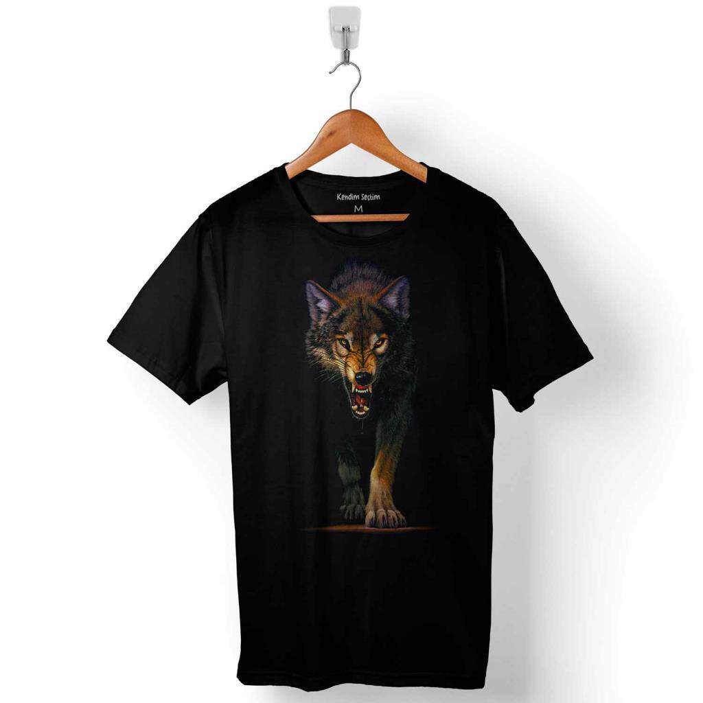 Bozkurt Head Wolf Boz Kurt Kafası Göktürk Eski Türkçe Baskılı Tişört Unisex T-Shirt - 1