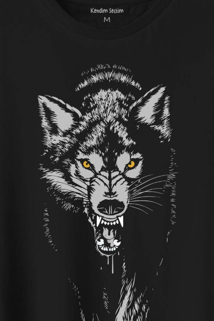Bozkurt Kurt Kafası Wolf Gri Bozkurt Baskılı Tişört Unisex T-Shirt (1)