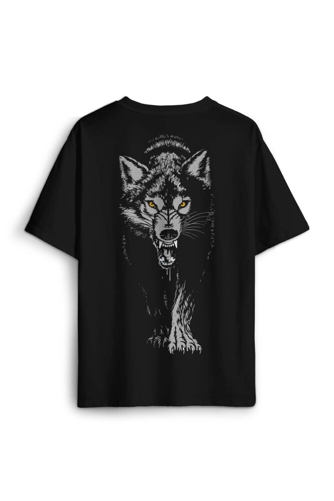 Bozkurt Kurt Kafası Wolf Gri Bozkurt Sırt Ön Baskılı Oversize Tişört Unisex T-Shirt - 1