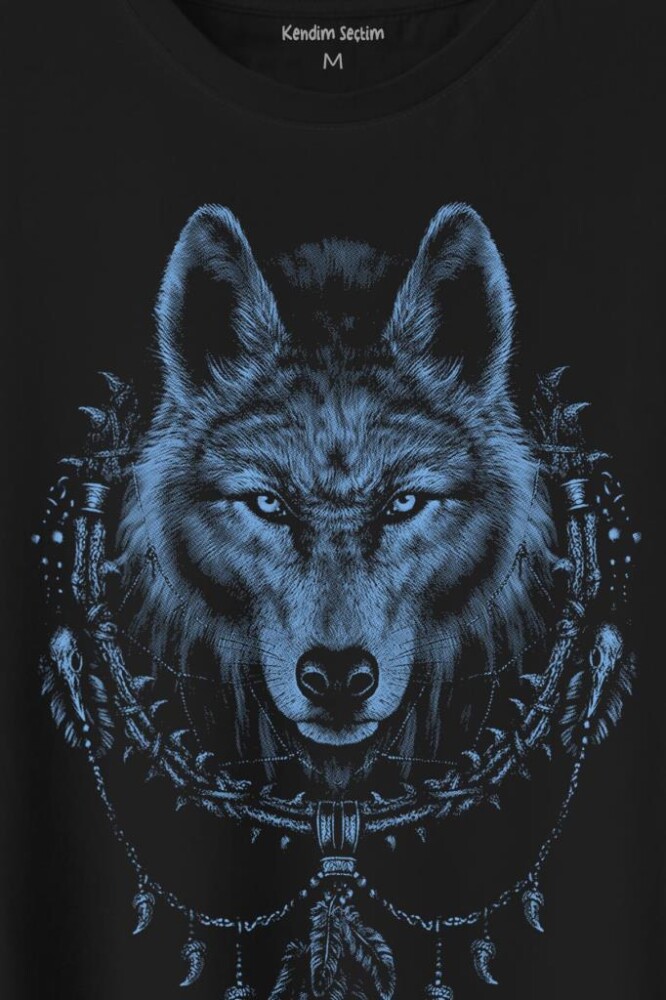 Bozkurt Kurt Kafası Wolf Mavi Baskılı Tişört Unisex T-Shirt - 2