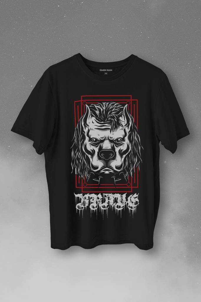 Brave Dog Head Stay Strong Güçlü Kal Gym Spor Baskılı Tişört Unisex T-Shirt - 1