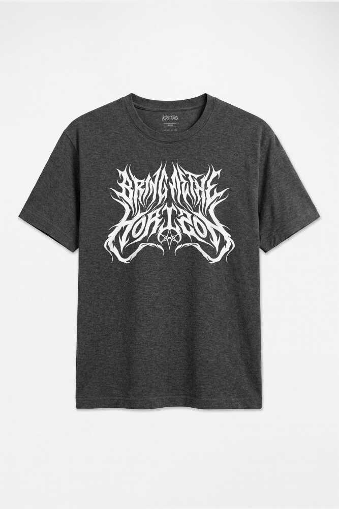 Bring Me The Horizon BMTH Deathcore Metalcore Alternatif Metal Rock Unisex Antrasit Melanj Tişört