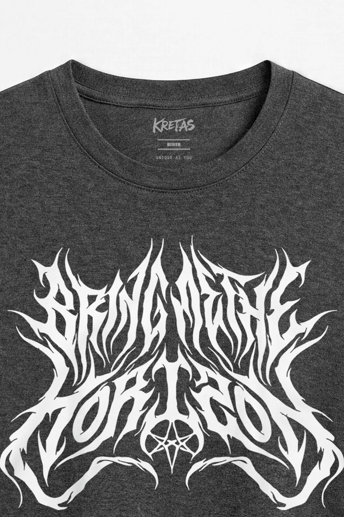 Bring Me The Horizon BMTH Deathcore Metalcore Alternatif Metal Rock Unisex Antrasit Melanj Tişört - 2