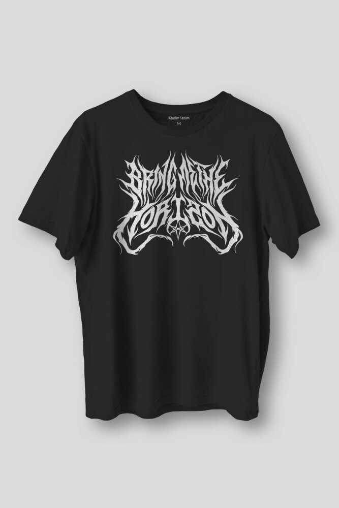 Bring Me The Horizon Metal Music Gitar Baskılı Tişört Unisex Siyah T-shirt  - 1