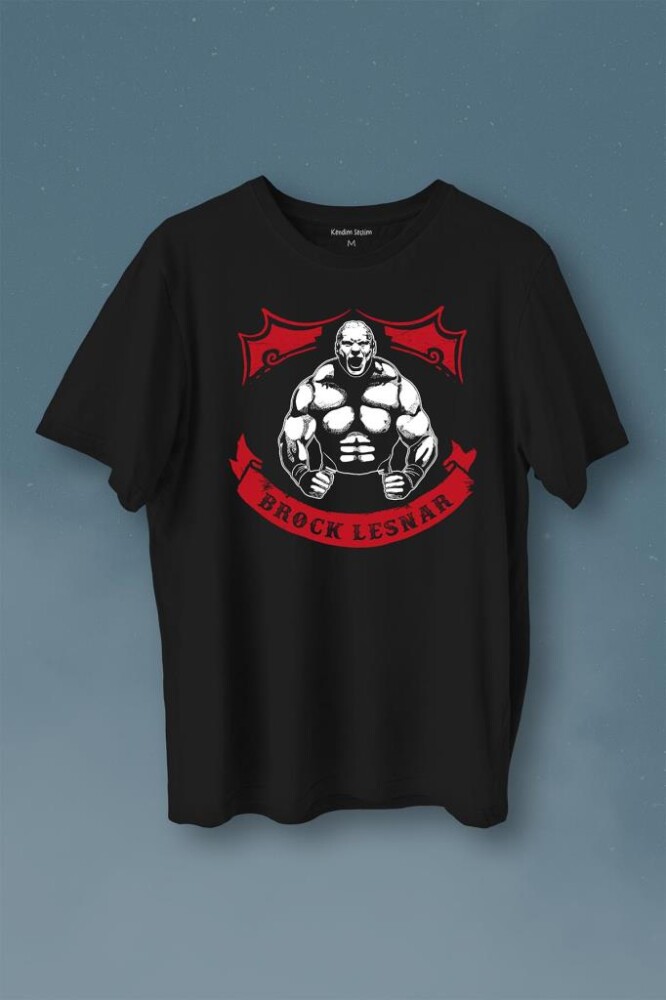 Brock Lesnar Logo Wwe Ufc Amerikan Güreşi Spor Baskılı Tişört Unisex T-Shirt - KENDİM SEÇTİM