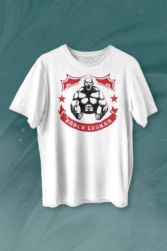 Brock Lesnar Logo WWE UFC Amerikan Güreşi Spor Baskılı Tişört Unisex T-shirt - 1