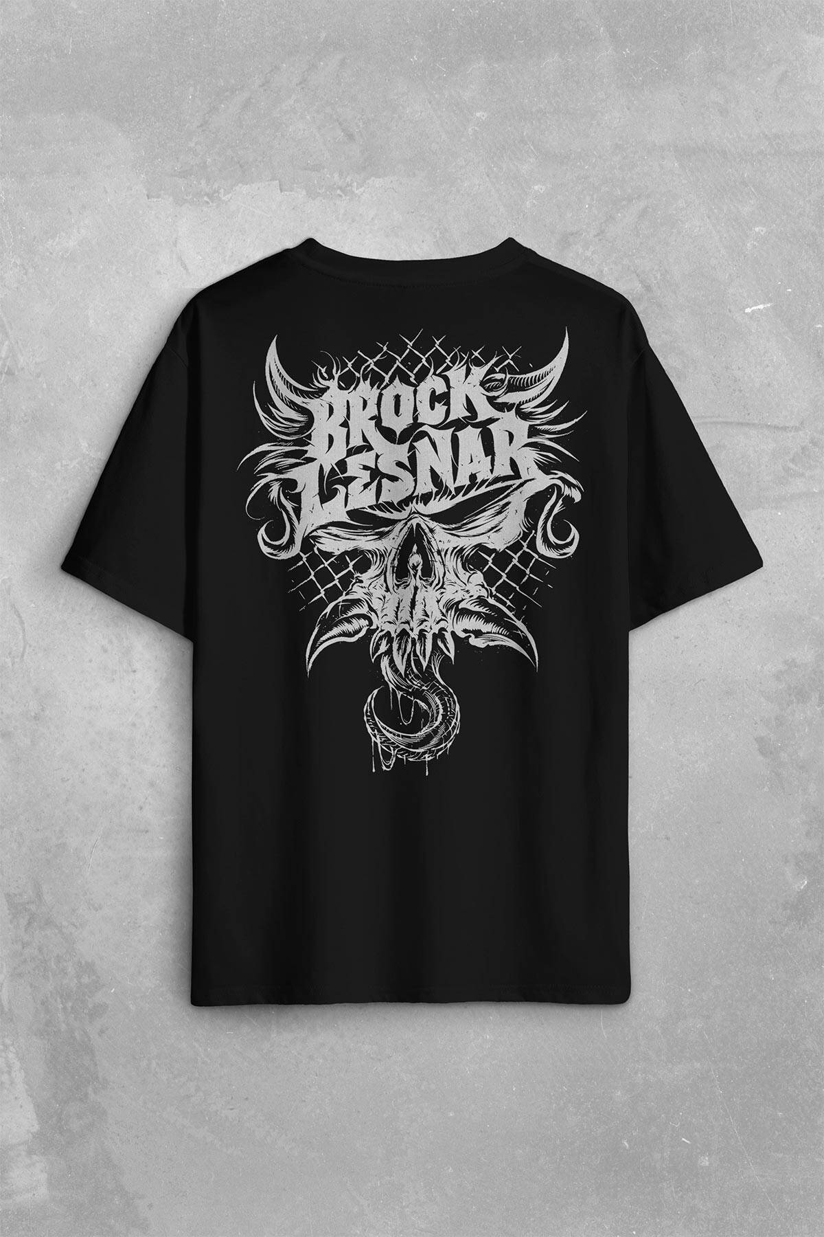 Brock Lesnar Logo Wwe Ufc Amerikan Güreşi Spor Sırt Ön Baskılı Oversize Tişört Unisex T-Shirt - 1