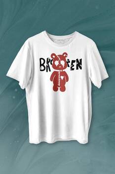 Broken Bear Mutsuz Ayıcık Baskılı Tişört Unisex T-shirt - 1