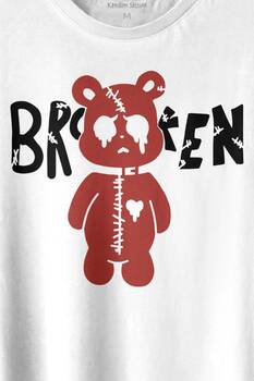 Broken Bear Mutsuz Ayıcık Baskılı Tişört Unisex T-shirt - 2