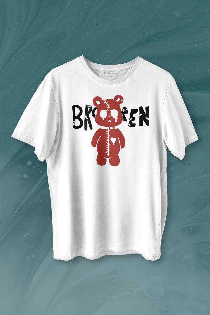Broken Bear Mutsuz Ayıcık Baskılı Tişört Unisex T-shirt - 1
