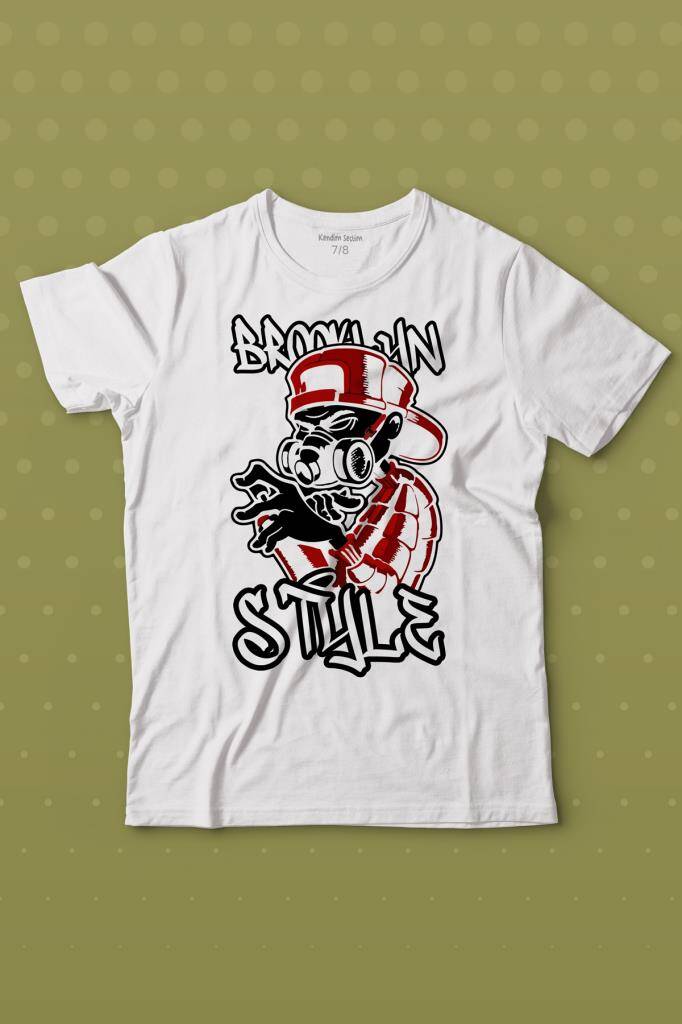 Brooklyn Hip Hop Rap Music Grafitti Baskılı Tişört Çocuk T-shirt
