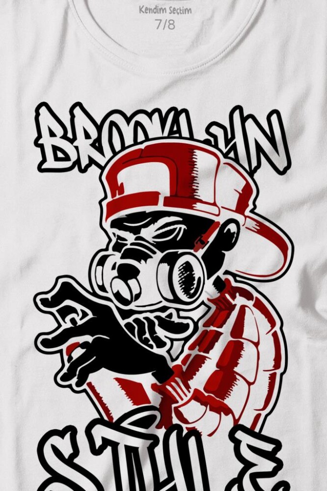 Brooklyn Hip Hop Rap Music Grafitti Baskılı Tişört Çocuk T-shirt - 2