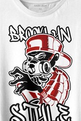 Brooklyn Hip Hop Rap Music Grafitti Baskılı Tişört Unisex T-shirt - 2