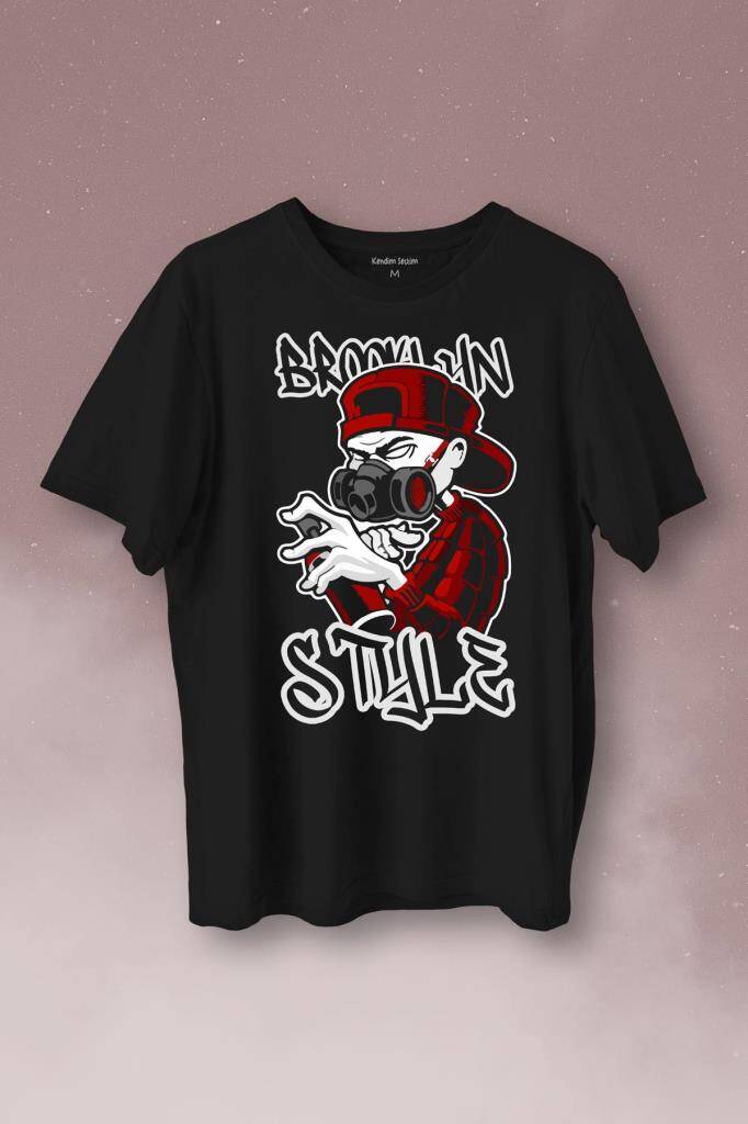 Brooklyn Hip Hop Rap Music Grafitti Baskılı Tişört Unisex T-Shirt - 1