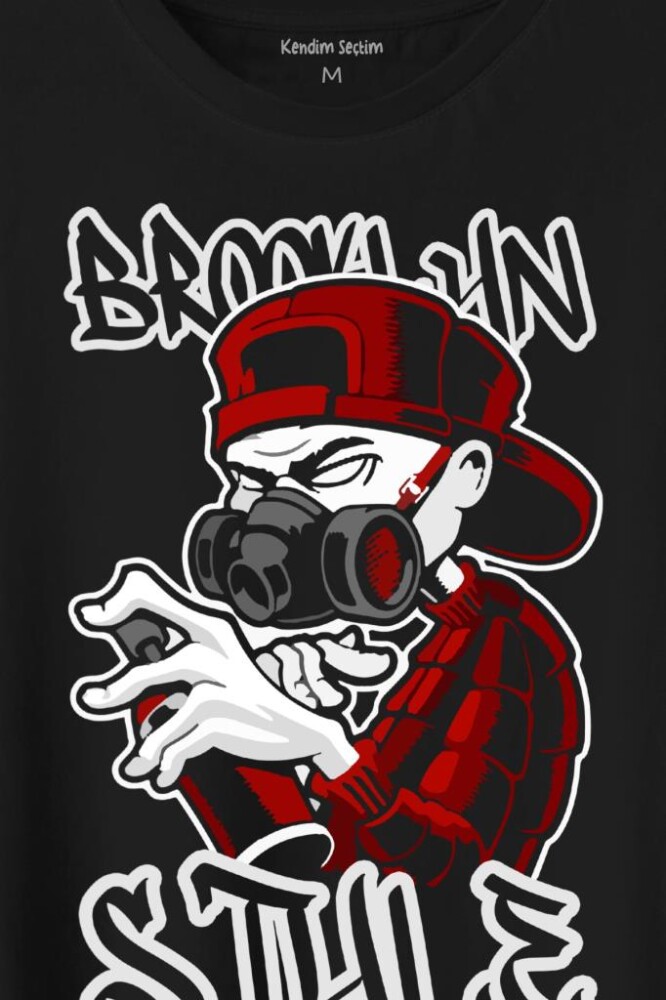 Brooklyn Hip Hop Rap Music Grafitti Baskılı Tişört Unisex T-Shirt - 2