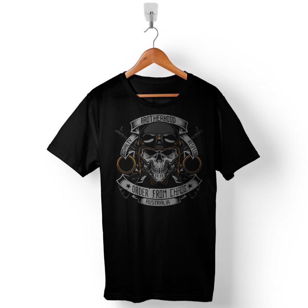 Brother Hood Motosiklet Skull AustrAlia Baskılı Tişört Unisex T-Shirt - 1