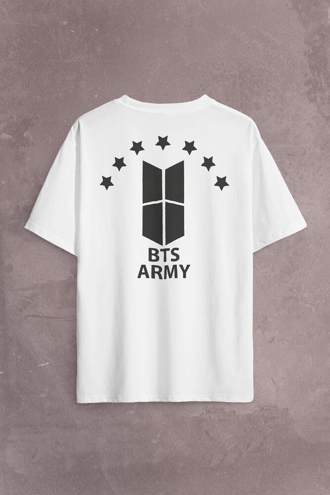Unisex T-Shirt Bangtan Boys Army Bts Stars Yıldız Sırt Ön Baskılı Oversize Tişört (1)