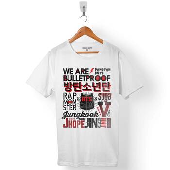 BTS BANGTAN BOYS COLLAGE CAMISETA ERKEK TİŞÖRT - 1