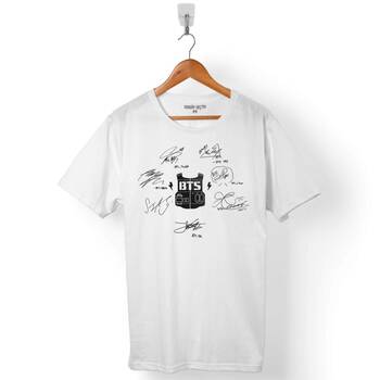 BTS BANGTAN BOYS SIGNATURE SIGNS İMZA ERKEK TİŞÖRT - 1