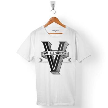 BTS BANGTAN BOYS V FIVE 5 MEMBERS LOGO ERKEK TİŞÖRT - 1