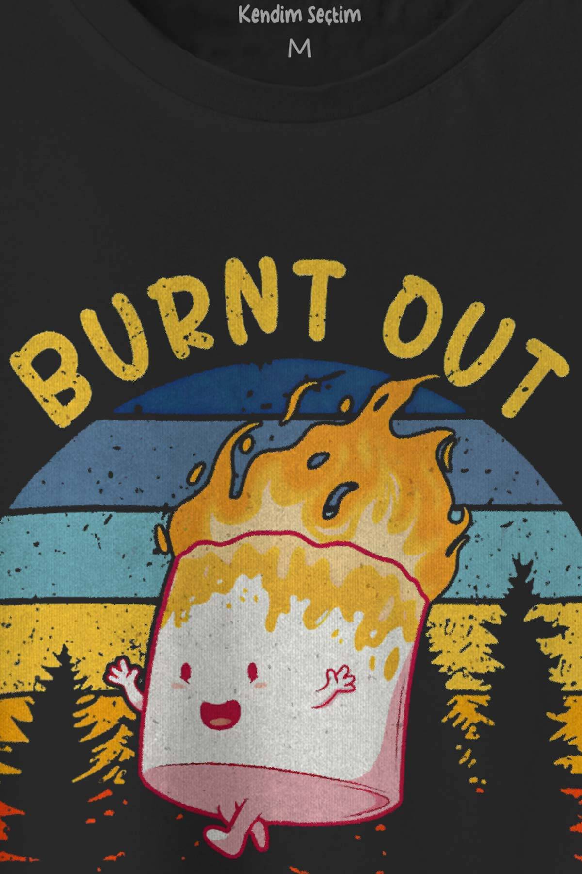 Burnt Out But Optimistic Funny Eğlenceli Baskılı Tişört Unisex Siyah T-shirt (1)