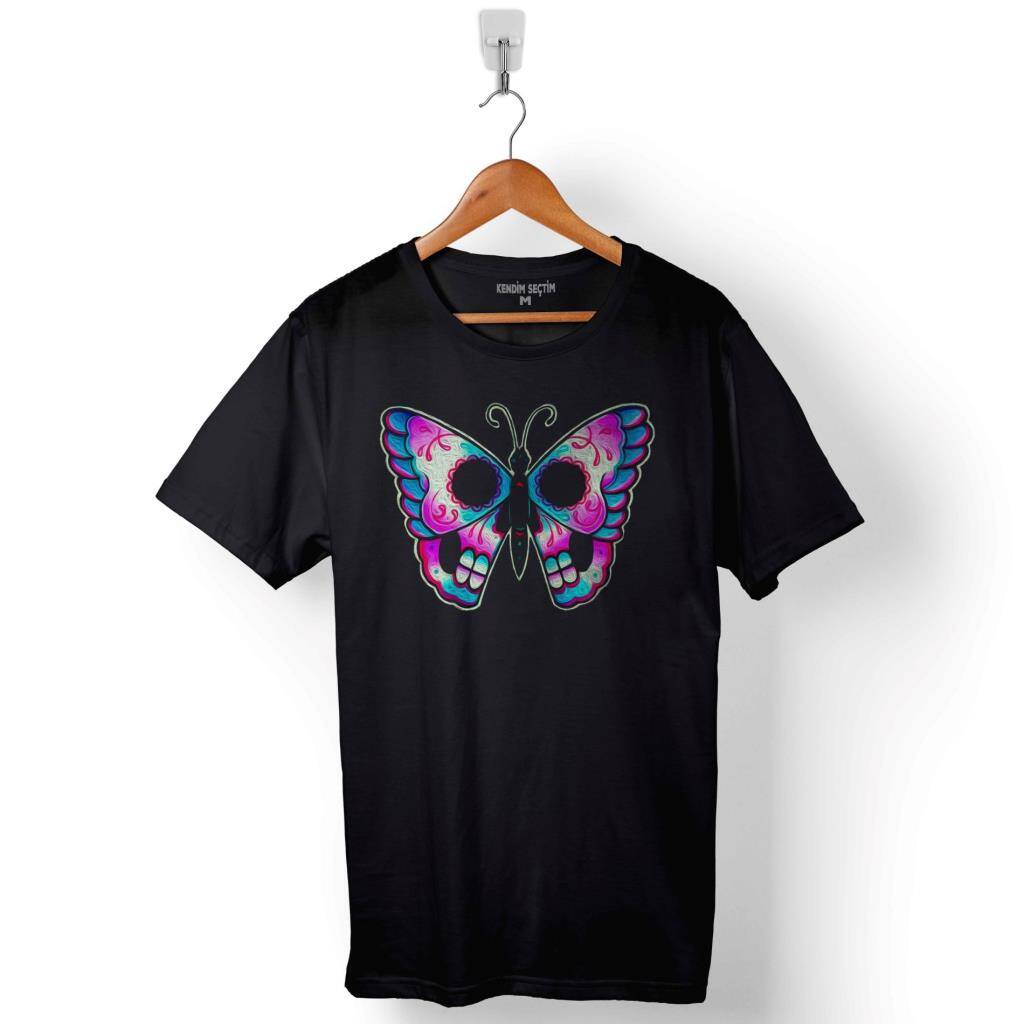 Butterfly Kelebek Tasarım Baskılı Tişört Unisex T-Shirt - 1