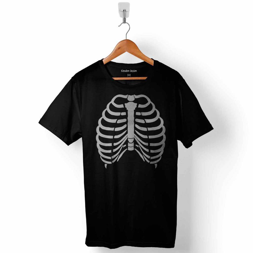 Cadılar Bayramı İskelet Halloween Baskılı Tişört Unisex T-Shirt - 1