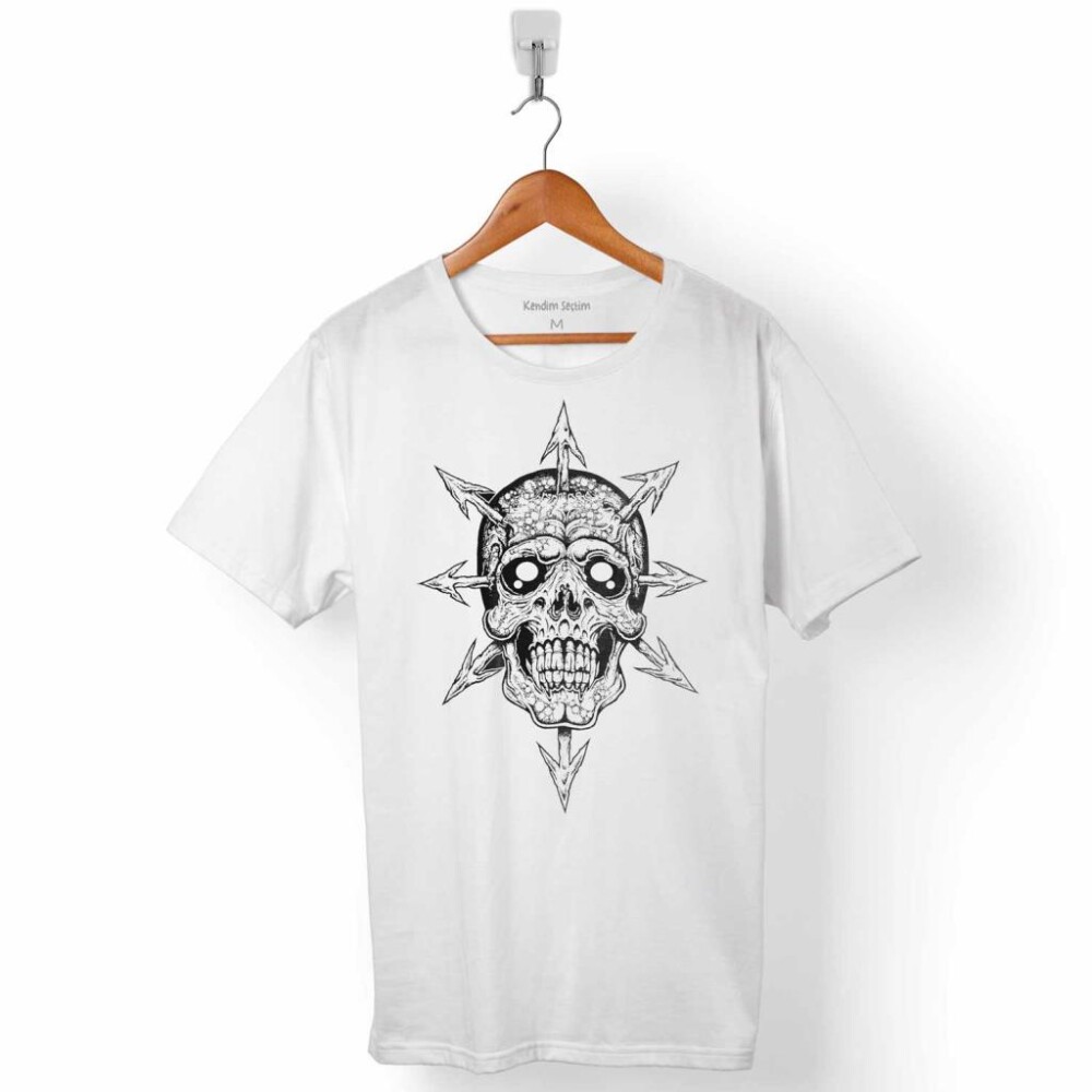 CADILAR BAYRAMI KURU KAFA İSKELET HALLOWEEN ERKEK TİŞÖRT - KENDİM SEÇTİM