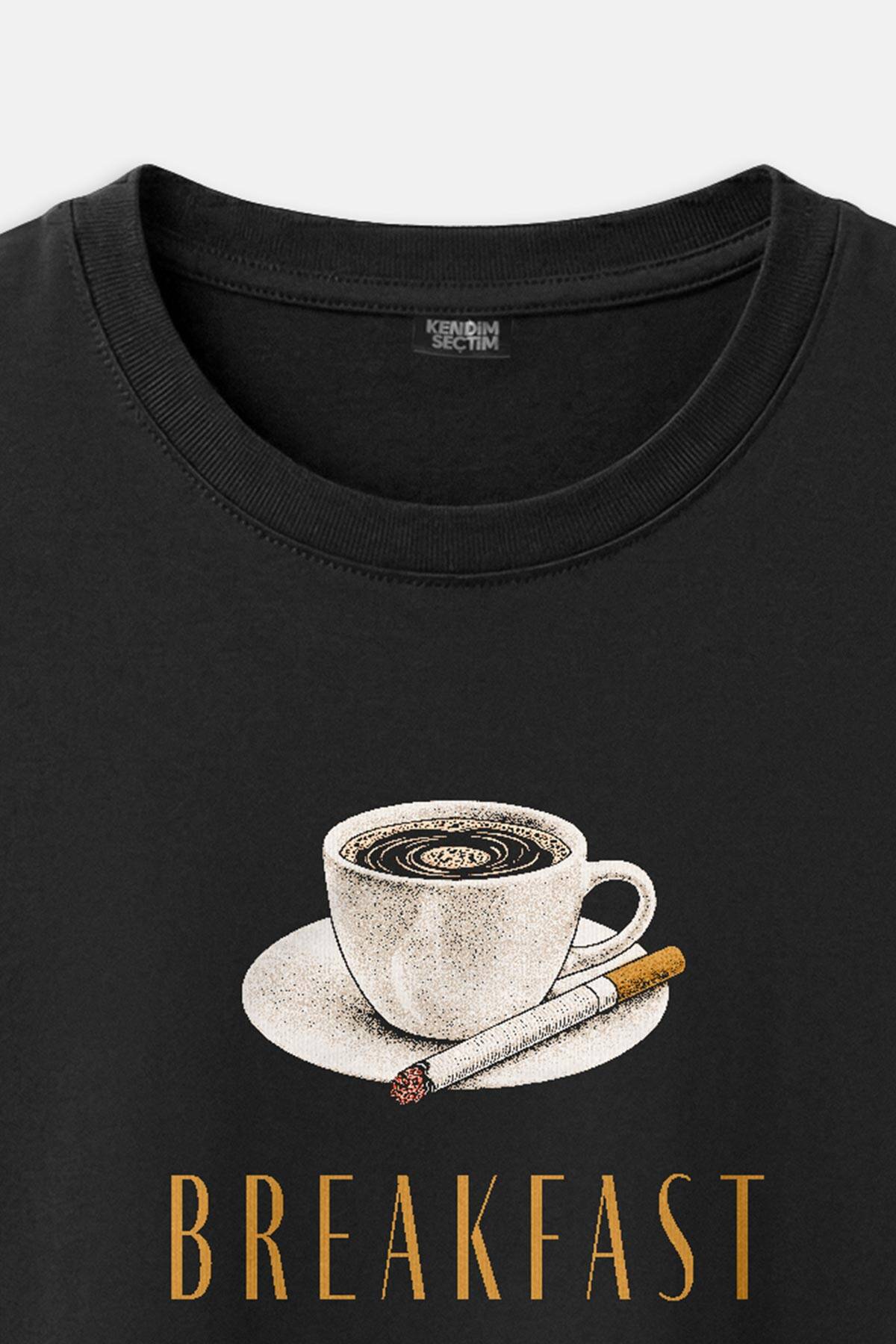 Cafe Espresso Kahve Coffee Morning Breakfast Siyah Regular Tişört (1)