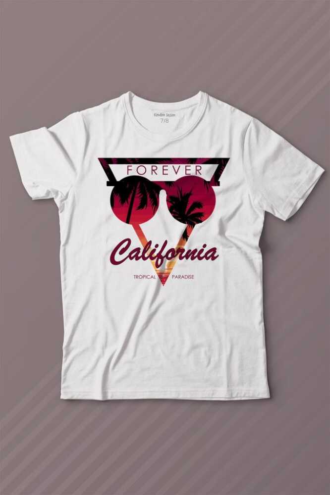 California Forever Yaz Minimal Good Vibe Baskılı Tişört Çocuk T-shirt - 1