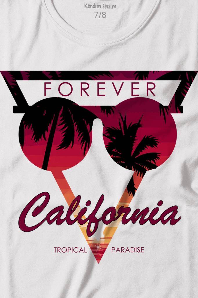 California Forever Yaz Minimal Good Vibe Baskılı Tişört Çocuk T-shirt (1)