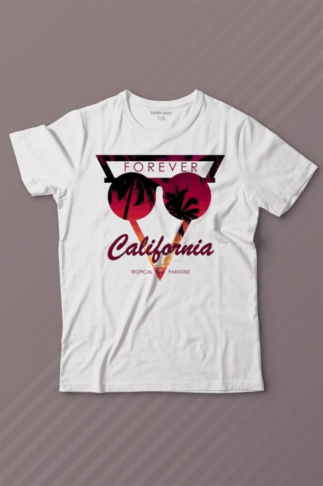 California Forever Yaz Minimal Good Vibe Baskılı Tişört Çocuk T-shirt - KENDİM SEÇTİM