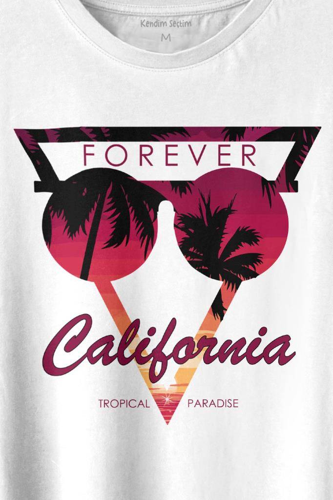 California Forever Yaz Minimal Good Vibe Baskılı Tişört Unisex T-shirt (1)