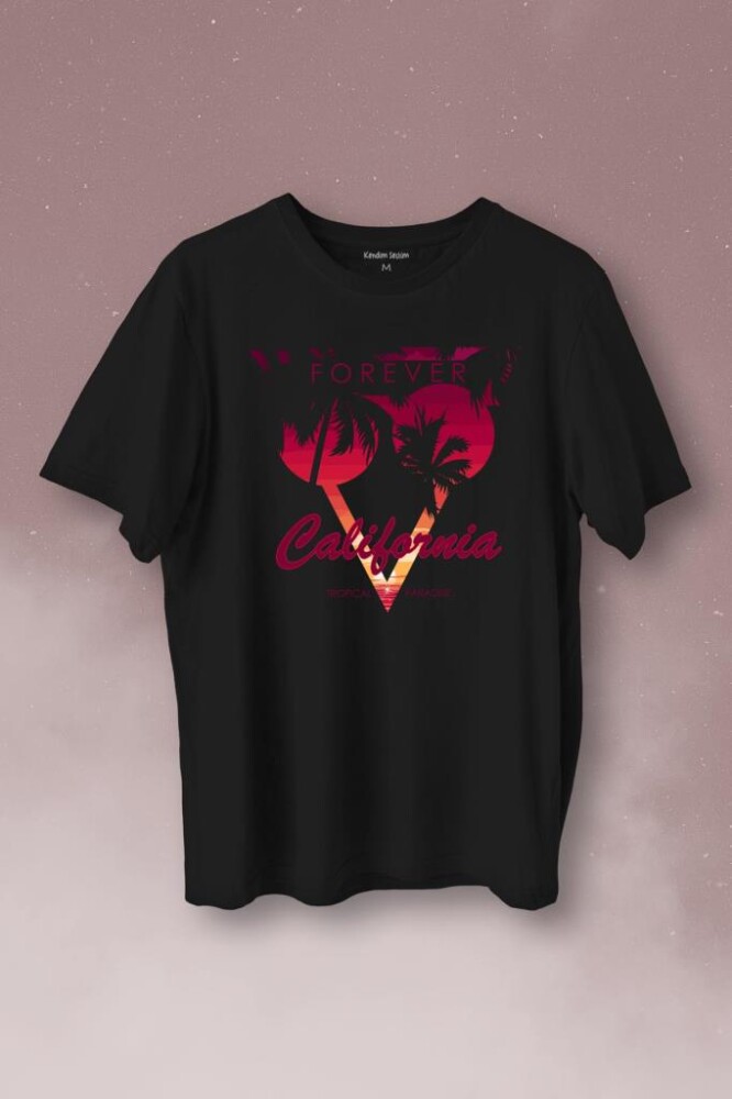 California Forever Yaz Minimal Good Vibe Baskılı Tişört Unisex T-Shirt - 1