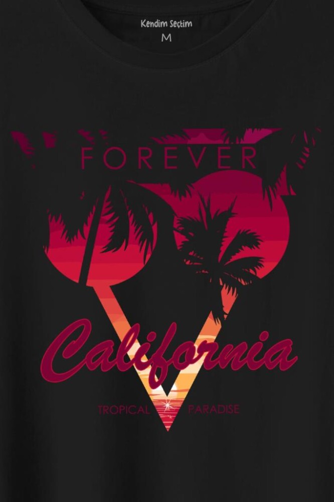 California Forever Yaz Minimal Good Vibe Baskılı Tişört Unisex T-Shirt - 2