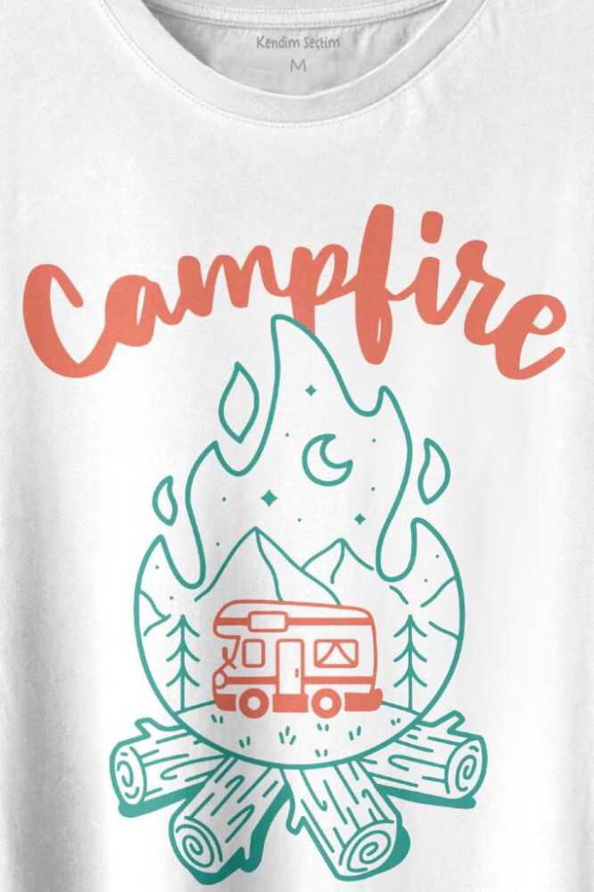 Camping Fire Kamp Ateşi Outdoor Travel Gezgin Baskılı Tişört Unisex T-shirt - 2