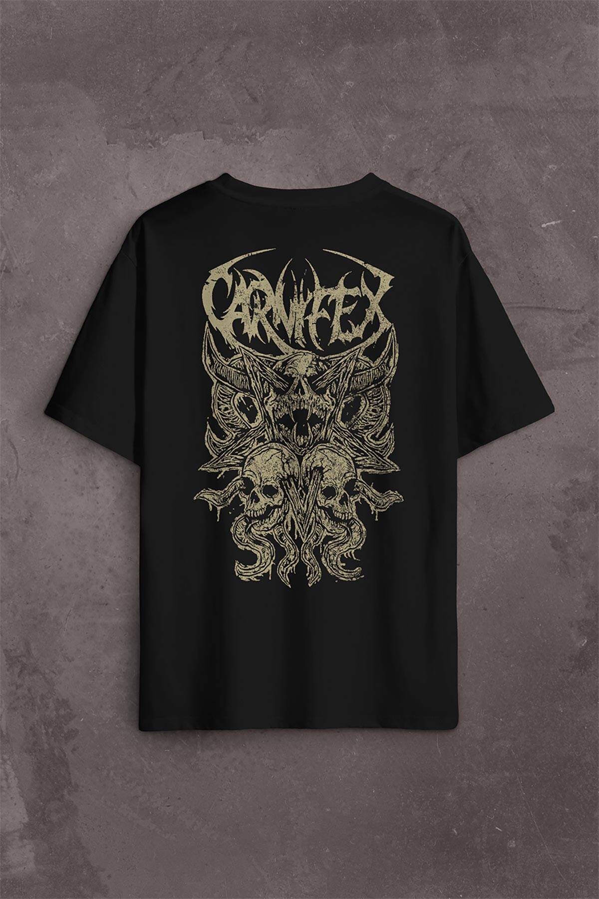 Carnifex Rock Ghotic Black Metal Death Music Müzik Sırt Ön Baskılı Oversize Tişört Unisex T-Shirt - 2