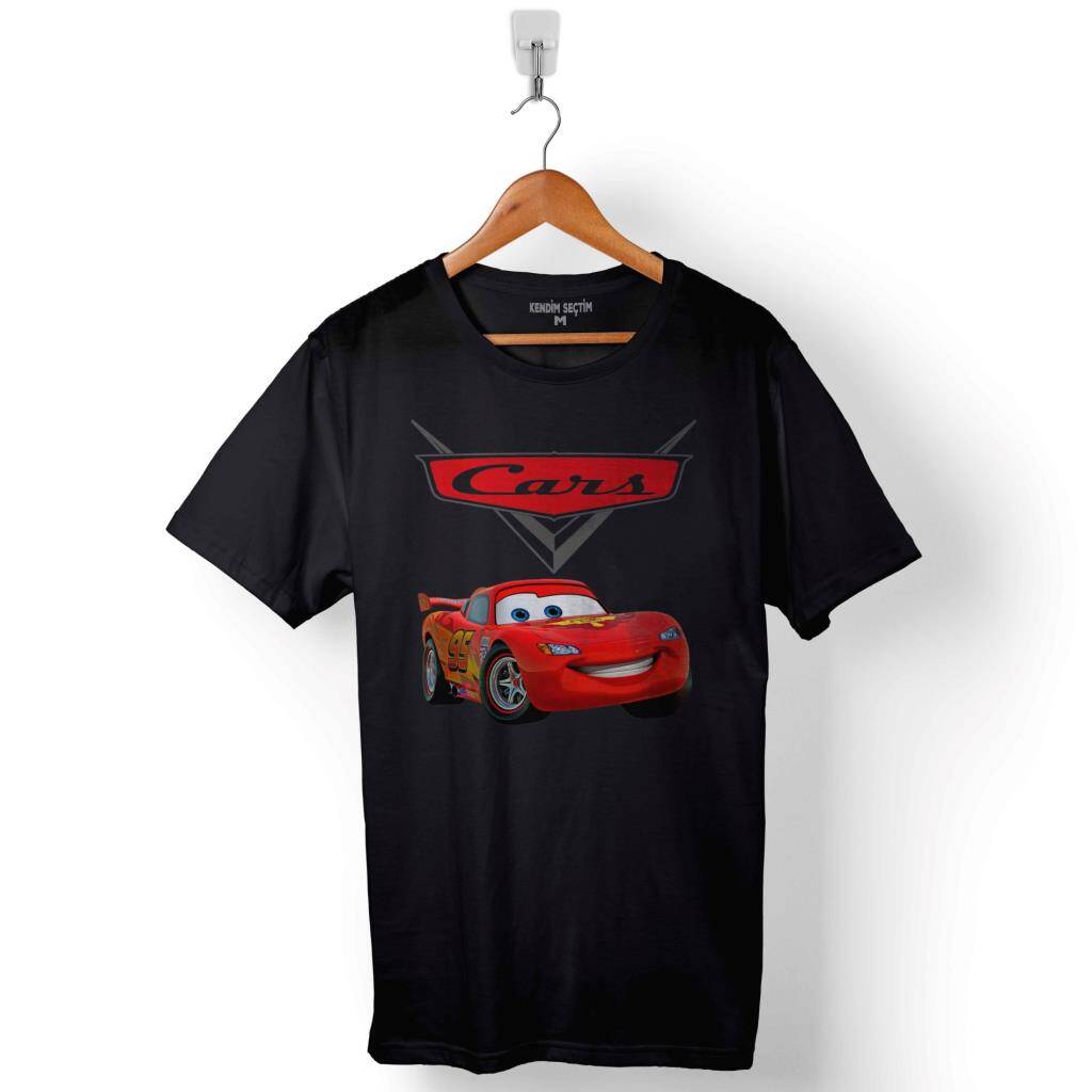 Cars Şimşek Mcqeen Arabalar Logo Baskılı Tişört Unisex T-Shirt - 1