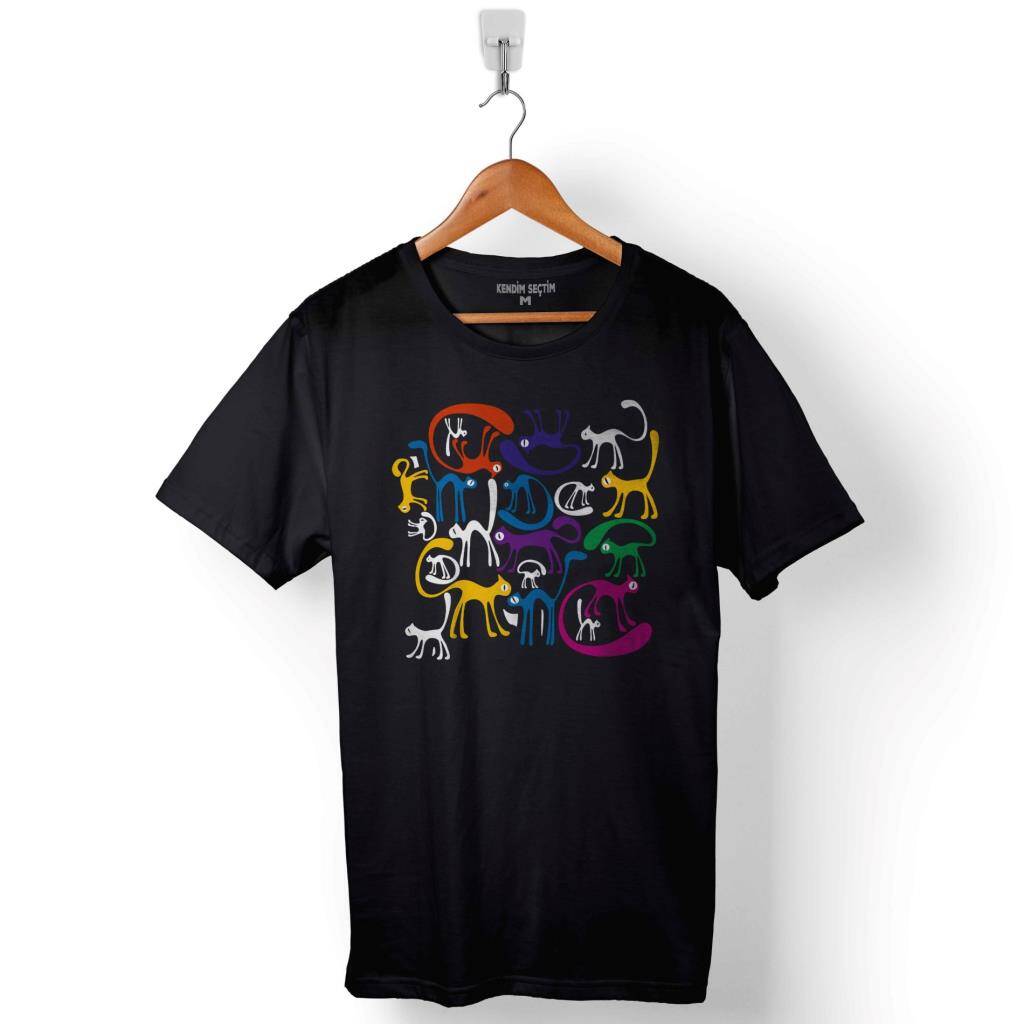 Cats Kara Kediler Göz Black Cat Eye Baskılı Tişört Unisex T-Shirt - 1