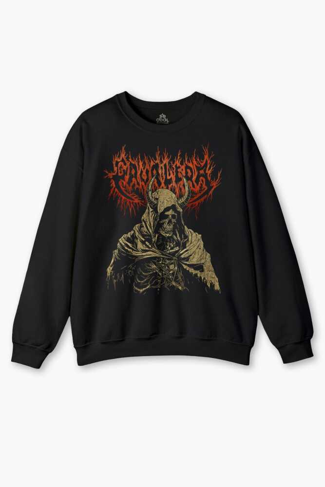 Cavalera Metal Music Sepultra Sweatshirt Guitar Drum Rock Sepultura Gitar Siyah Baskılı Sweat - 1