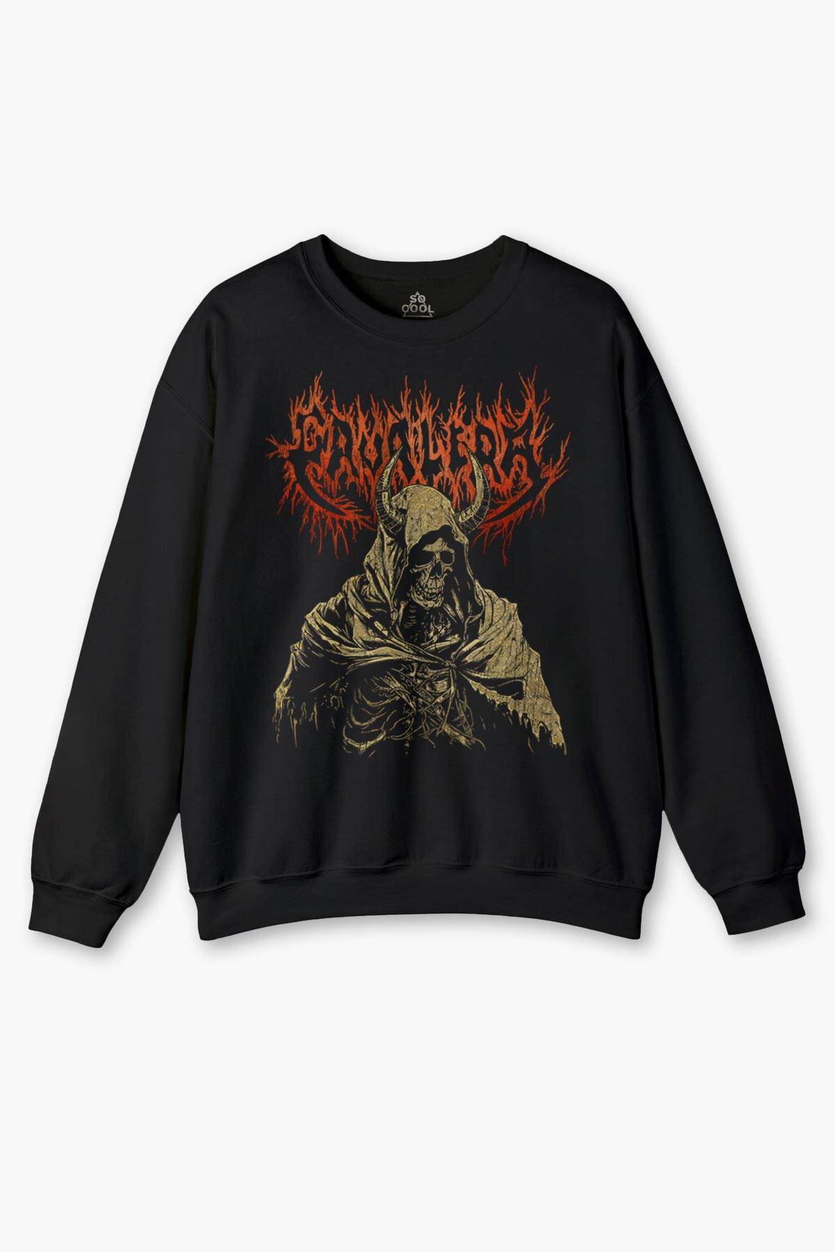 Cavalera Metal Music Sepultra Sweatshirt Guitar Drum Rock Sepultura Gitar Siyah Baskılı Sweat - 1