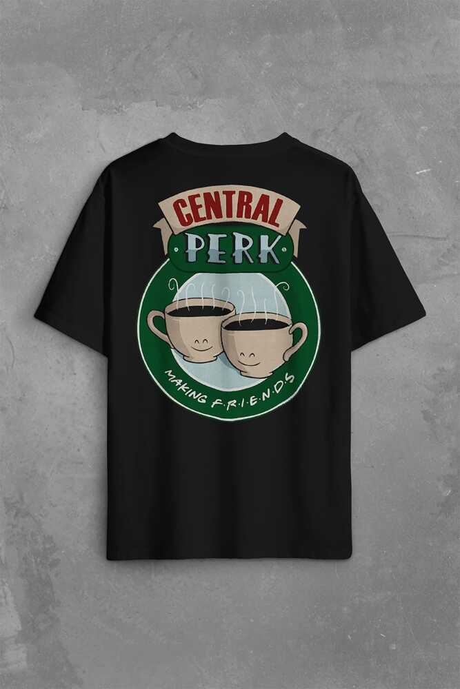 Central Perk Making Friends Logo Sırt Ön Baskılı Oversize Tişört Unisex T-Shirt - 2