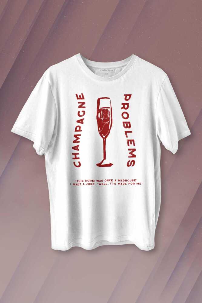 Champagne Problems Taylor Swift Evermore Baskılı Siyah T-shirt Unisex Tişört - 1