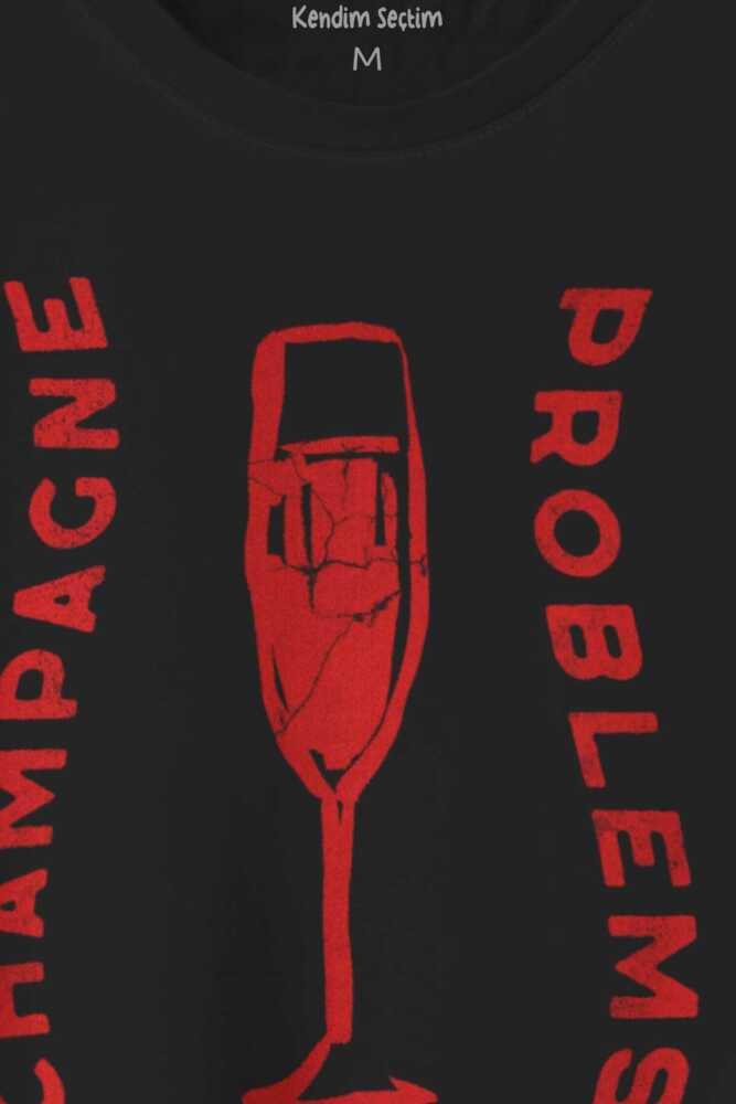 Champagne Problems Taylor Swift Evermore Baskılı Siyah T-shirt Unisex Tişört - 2