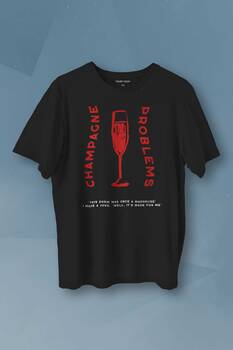 Champagne Problems Taylor Swift Evermore Baskılı Siyah T-shirt Unisex Tişört
