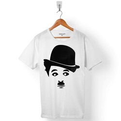 CHARLIE CHAPLIN ÇARLİ ÇAPLİN LOGO SİLÜET ÇİZİM 2 ERKEK TİŞÖRT - 1