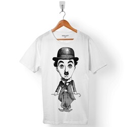 CHARLIE CHAPLIN ÇARLİ ÇAPLİN LOGO SİLÜET ÇİZİM ERKEK TİŞÖRT - 1